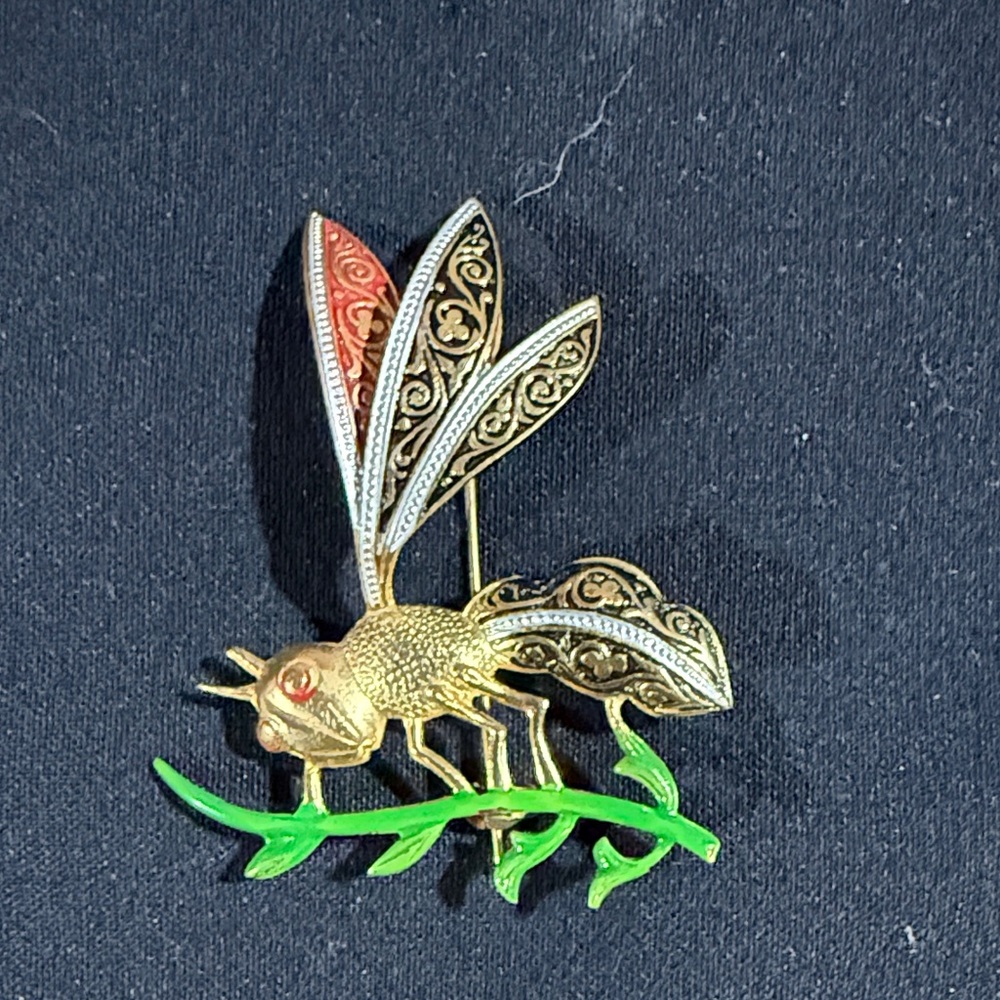 Vintage Danascene Wasp Brooch